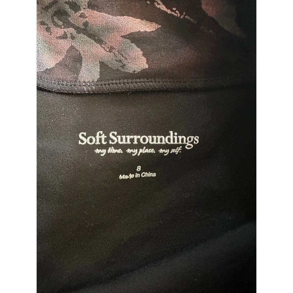 Soft Surroundings Womens Floral Metallic Print Leggings Pants Size 8 Style 27667